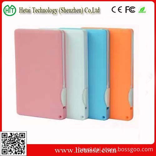 1500mAh Credit Card Power Bank with Micro USB Cable Built-in